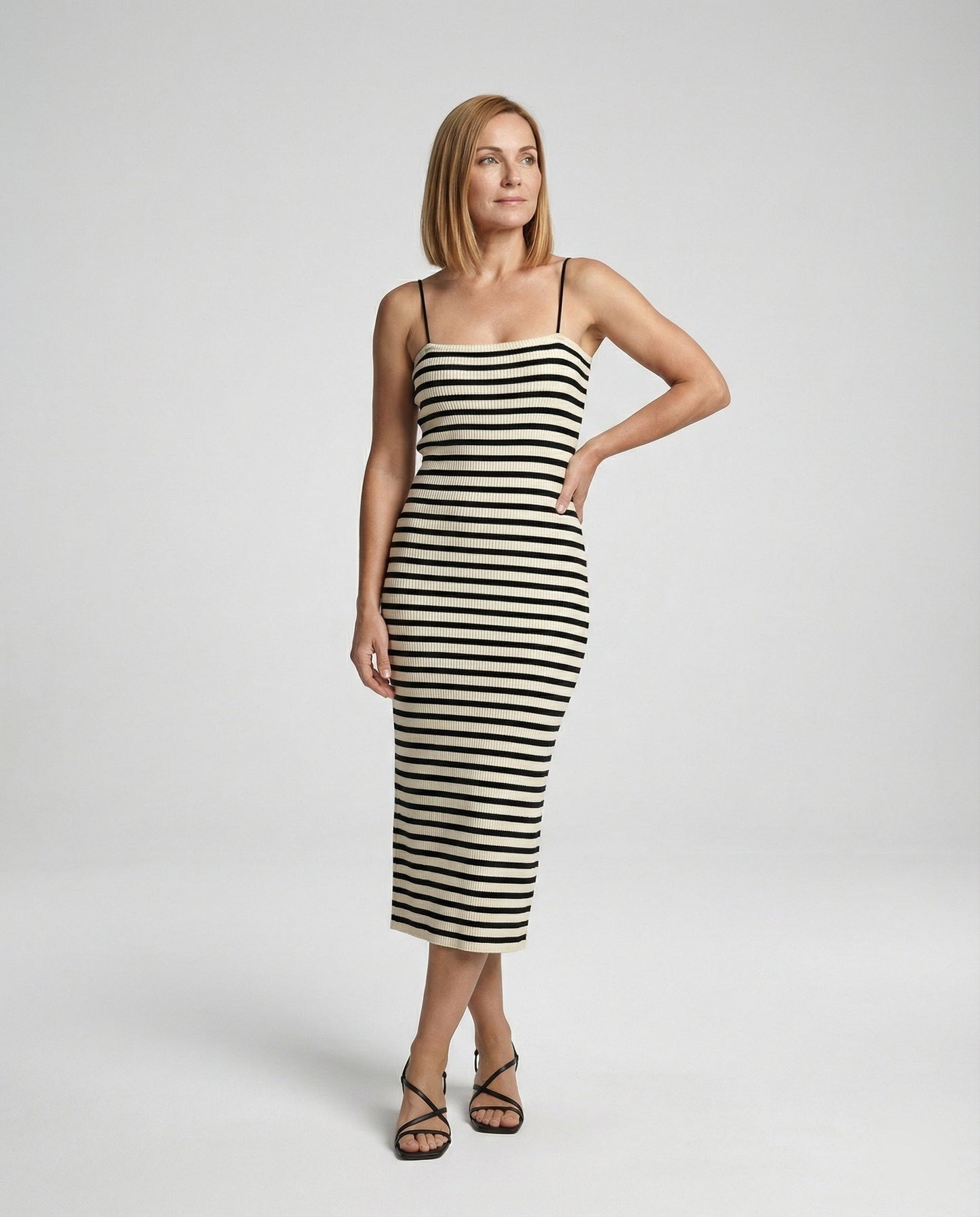 Damen Maxikleid Figurbetont Gerippt Spaghettiträger
