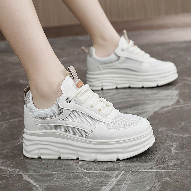 Damen Sneaker Chunky Plateau Atmungsaktives Material