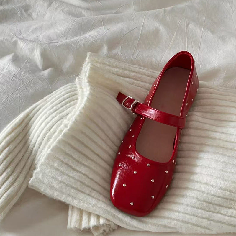 Damen Ballerinas Glitzerriemen Modische Schnalle - Norvielle