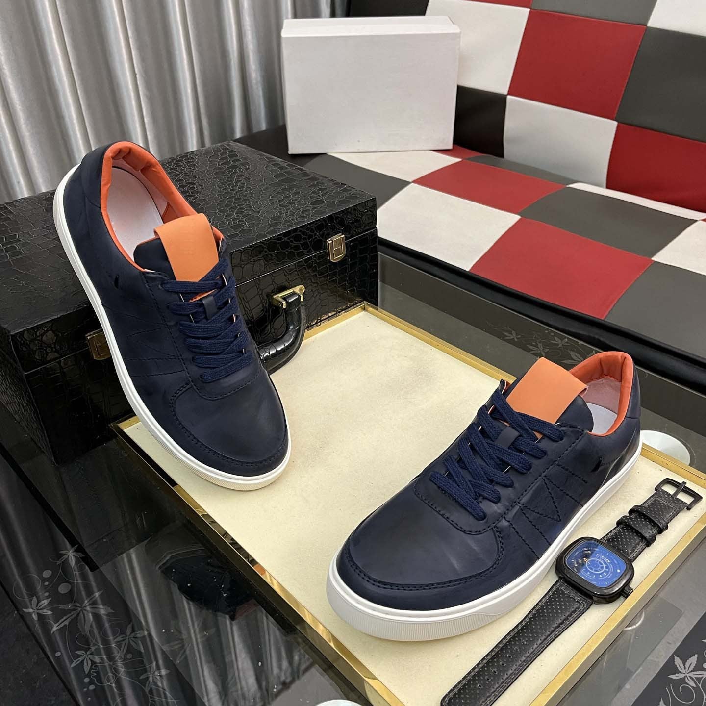 Herren Leder Sneaker Modern Lässig