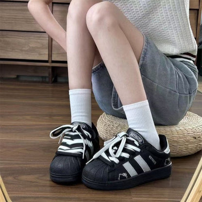 Damen Sneaker Sportlich Gummi Sohle