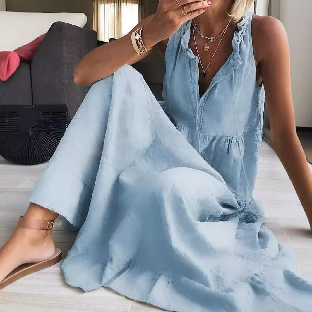 Damen Maxikleid Romantisch Mit Rüschen Lang - Norvielle