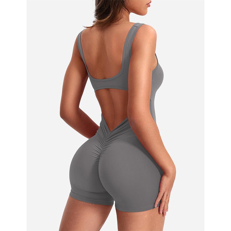 Damen Jumpsuit Sportlich Figurformend Rückenausschnitt