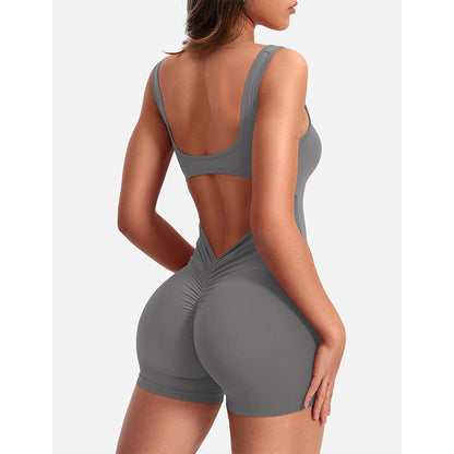 Damen Jumpsuit Sportlich Figurformend Rückenausschnitt