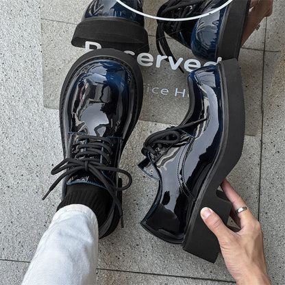 Damen Schnürschuhe Dicke Sohle Hochglänzend