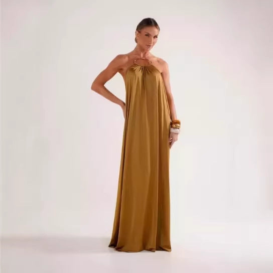 Elegantes Damen Abendkleid Lang Halsband