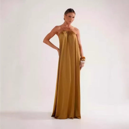 Elegantes Damen Abendkleid Lang Halsband