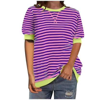 Damen Streifenshirt Lässig Modern Baumwolle