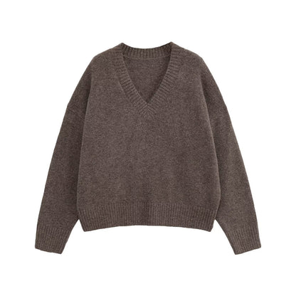 Damen Strickpullover V-Ausschnitt Glamour Stil