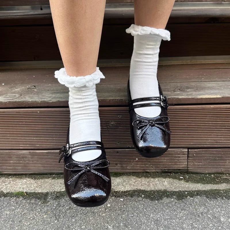 Damen Ballerinas Schleifen Design Verstellbar Elegant - Norvielle