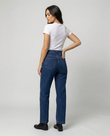 Damenjeans Blau Gerade Vintage Style