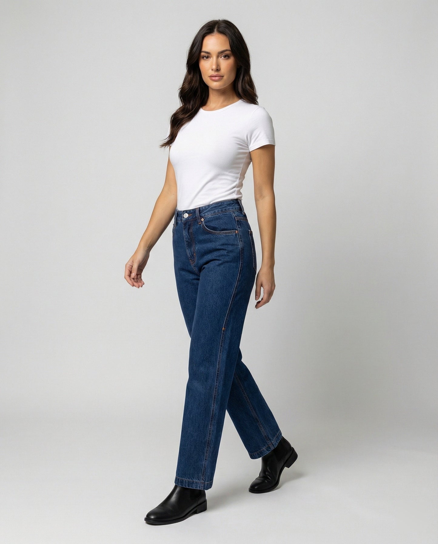 Damenjeans Blau Gerade Vintage Style