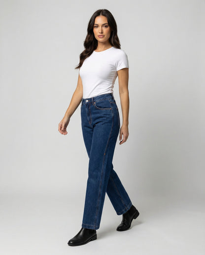 Damenjeans Blau Gerade Vintage Style