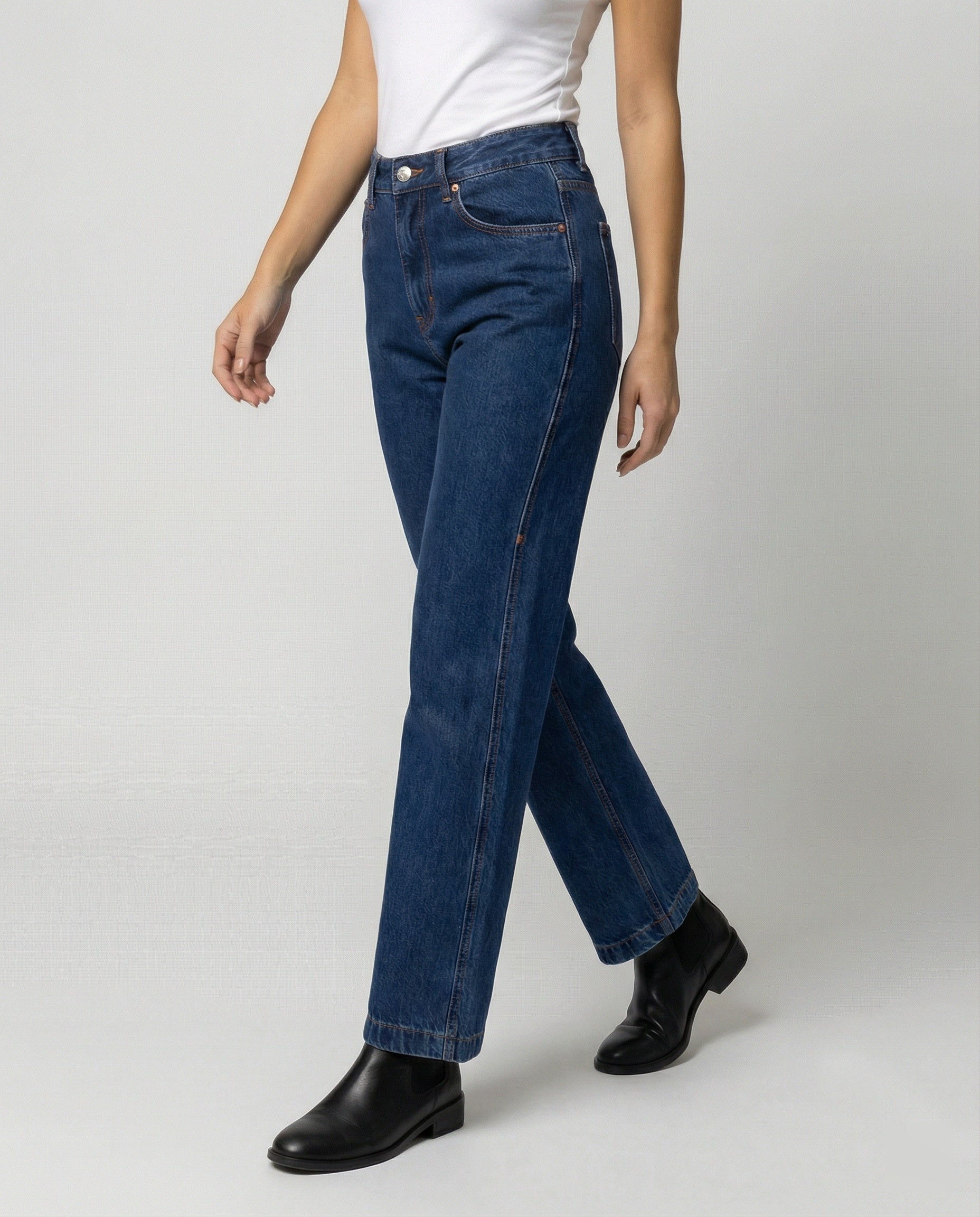 Damenjeans Blau Gerade Vintage Style - Norvielle