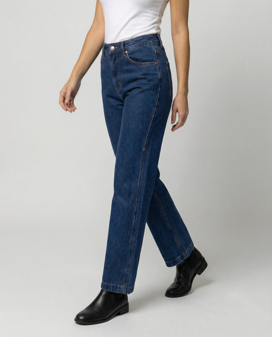 Damenjeans Blau Gerade Vintage Style - Norvielle