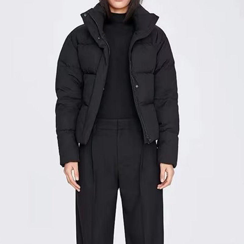Damen Steppjacke Hochkragen Mit Taschen