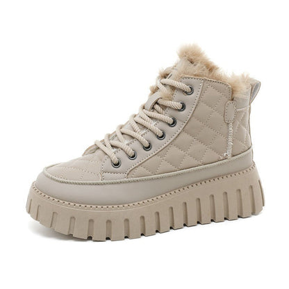 Damen High Sneaker Kunstfell Rutschfest Schwarz - Norvielle