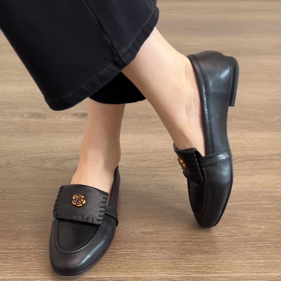 Damen Mokassins Elegante Blumenverzierung Schuhe
