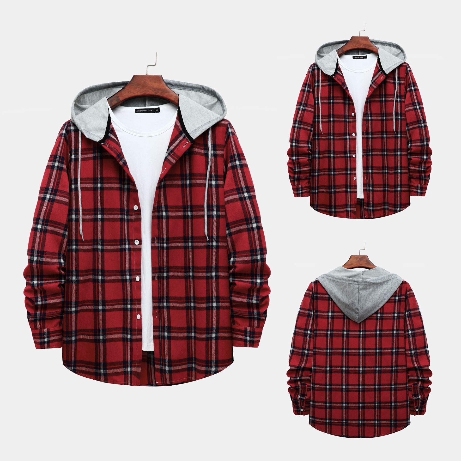 Damen Hoodie Kariertes Kapuzenhemd Baumwolle - Norvielle