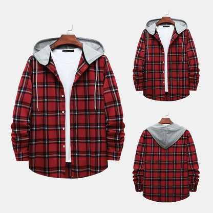 Damen Hoodie Kariertes Kapuzenhemd Baumwolle - Norvielle