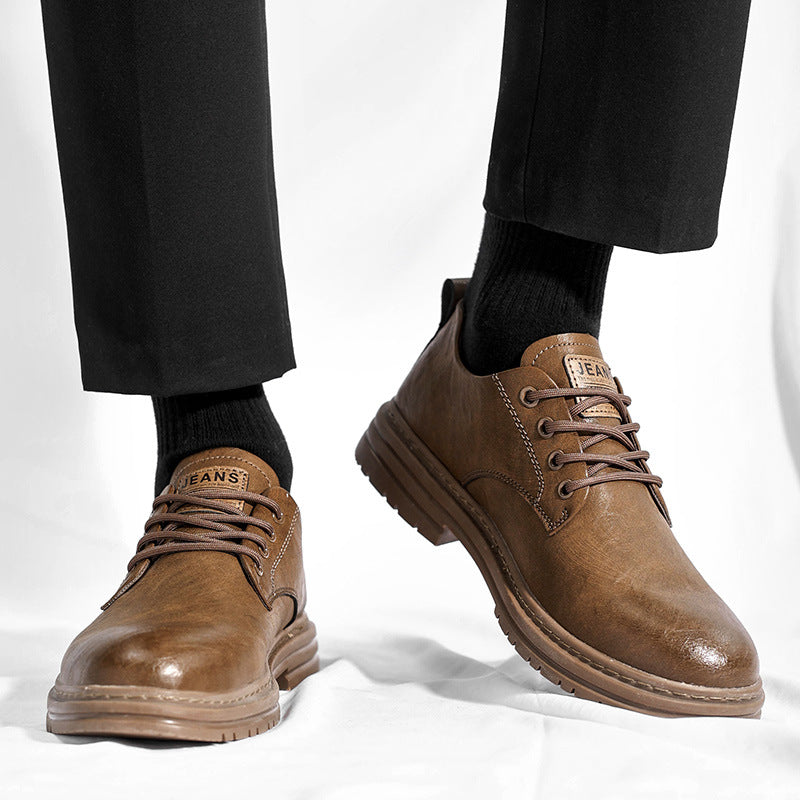 Damen Schnürschuhe Leder Rutschfest Klassisch