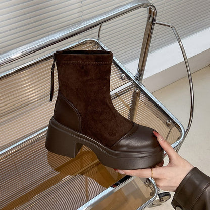 Damen Absatzstiefeletten Elegantes Leder