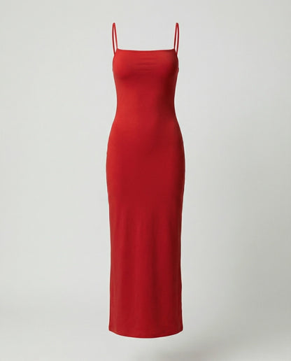 Damen Midikleid Spaghettiträger Elegantes Sommerkleid