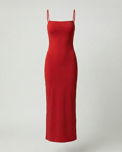Damen Midikleid Spaghettiträger Elegantes Sommerkleid