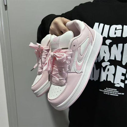Damen Sneaker Weich Bequem Mit Schnürsenkeln