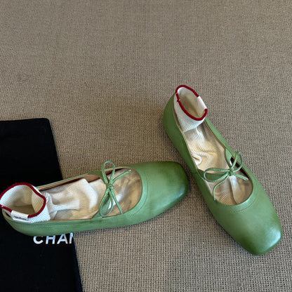 Damen Ballerinas Elegantes Leder Bequem
