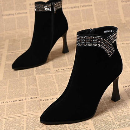 Damen Ankle Boots Elegantes Glitzerdekor