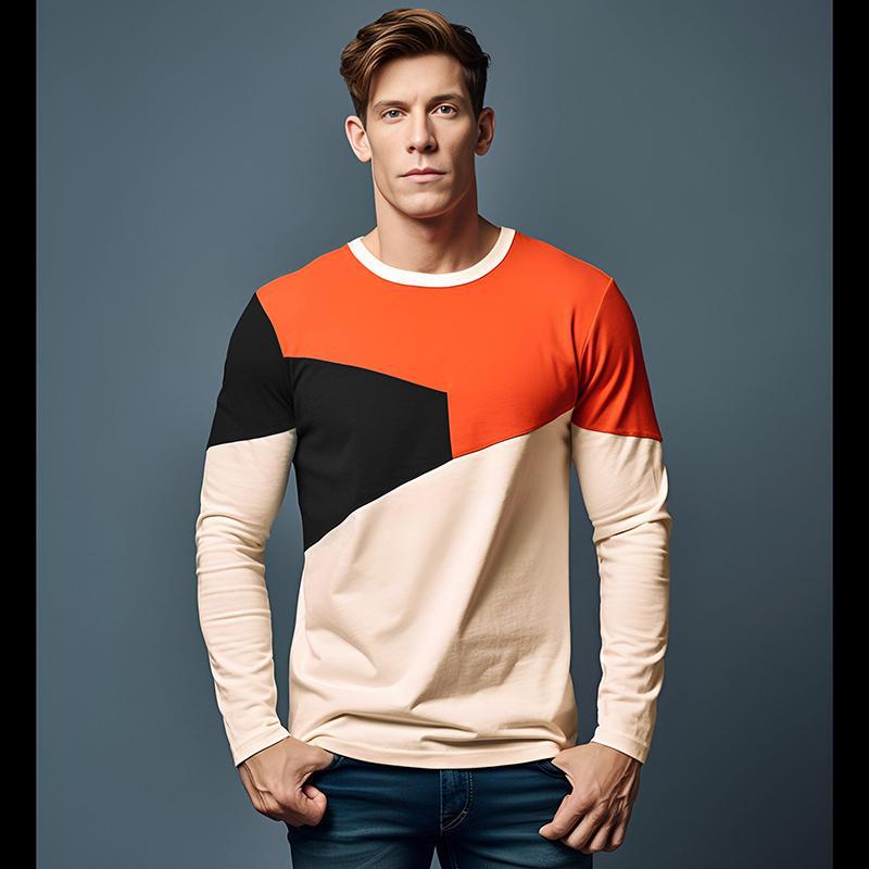 Herren Langarm T-Shirt Farbblock Modern - Norvielle