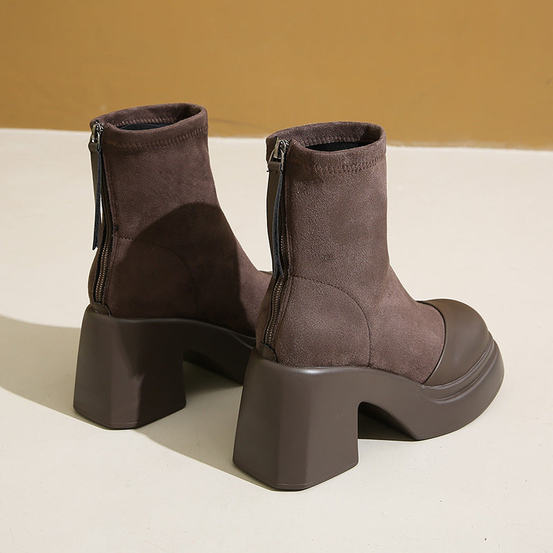 Damen Stiefeletten Elastisch Modisch Blockabsatz