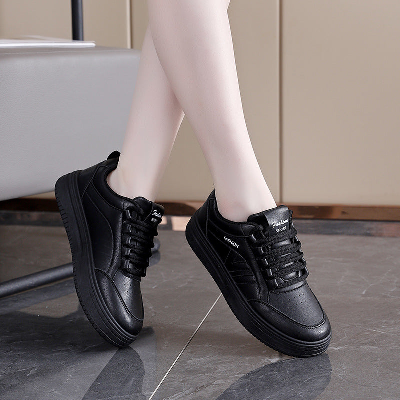 Damen Sneaker Dicksohle Sportlich Modisch Schwarz - Norvielle