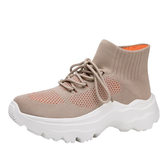 Damen Sneaker Strick Hochkragen Rutschfest Komfortschuhe wird - Norvielle