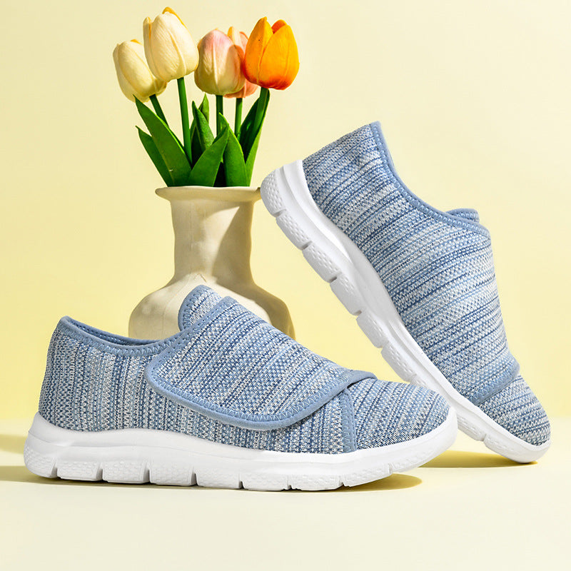 Damen Sneaker Bequem Slip-On Klettverschluss Weite Passform