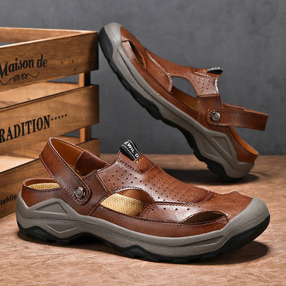 Damen Sandalen Leder Atmungsaktiv Sommerlich - Norvielle