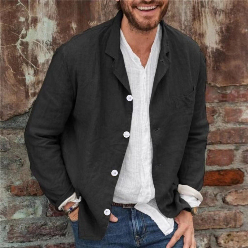 Herren Leinenjacke Knöpfe Sommer Modern wird zu Herren