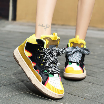 Damen High- Sneaker Mehrfarbig Schnürsystem Sportlich