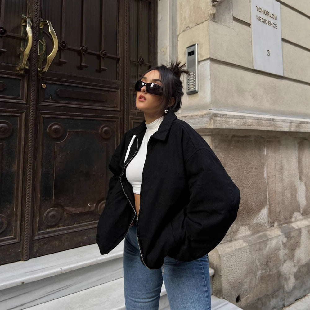 Damen Oversized Jacke Mit Taschen Eleganter Schnitt - Norvielle
