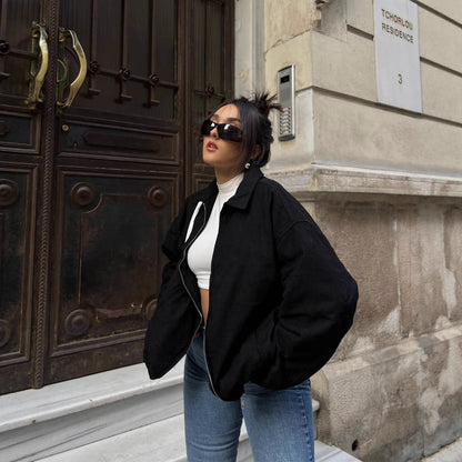 Damen Oversized Jacke Mit Taschen Eleganter Schnitt - Norvielle