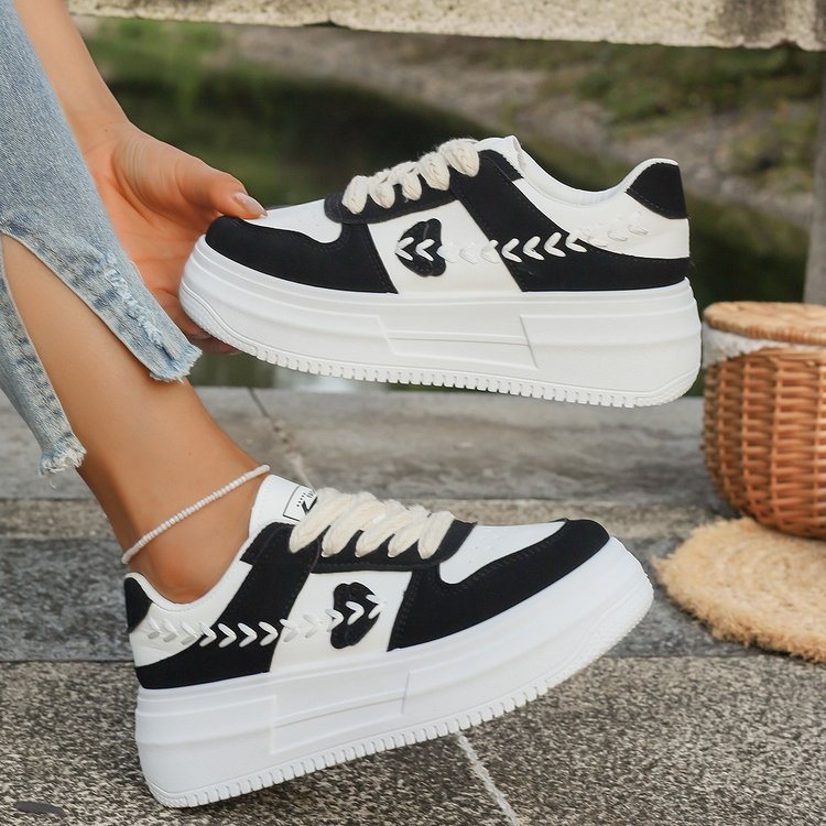 Damen Plateau Sneaker Hoch Weiche Sohle Schwarz - Norvielle