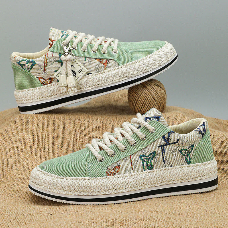 Damen Sneaker Geflochtene Sohle Bequem