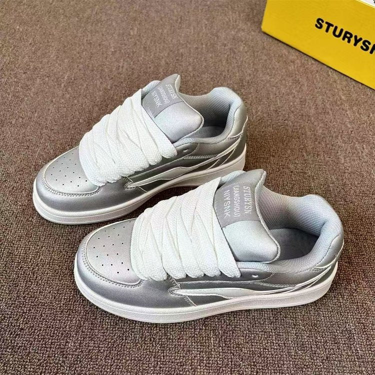 Damen Sneaker Glänzend Bequem Schnürsenkel - Norvielle