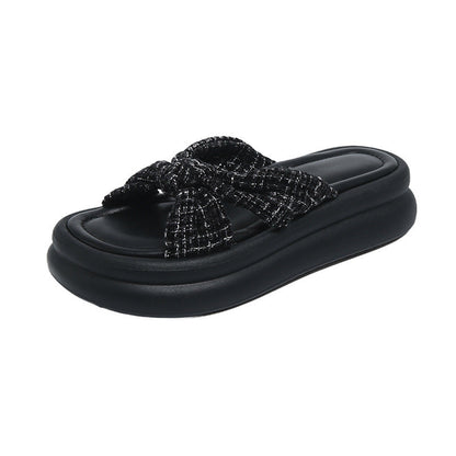 Damen Slippers Bequem Schleife