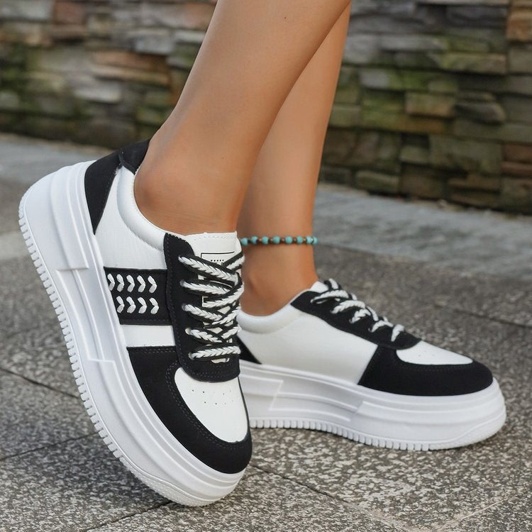 Damen Plateau Sneaker Hoch Weiches Innenfutter