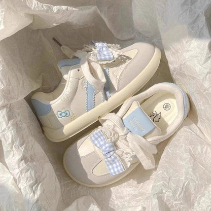 Damen Sneaker Rüschen Blumenmuster