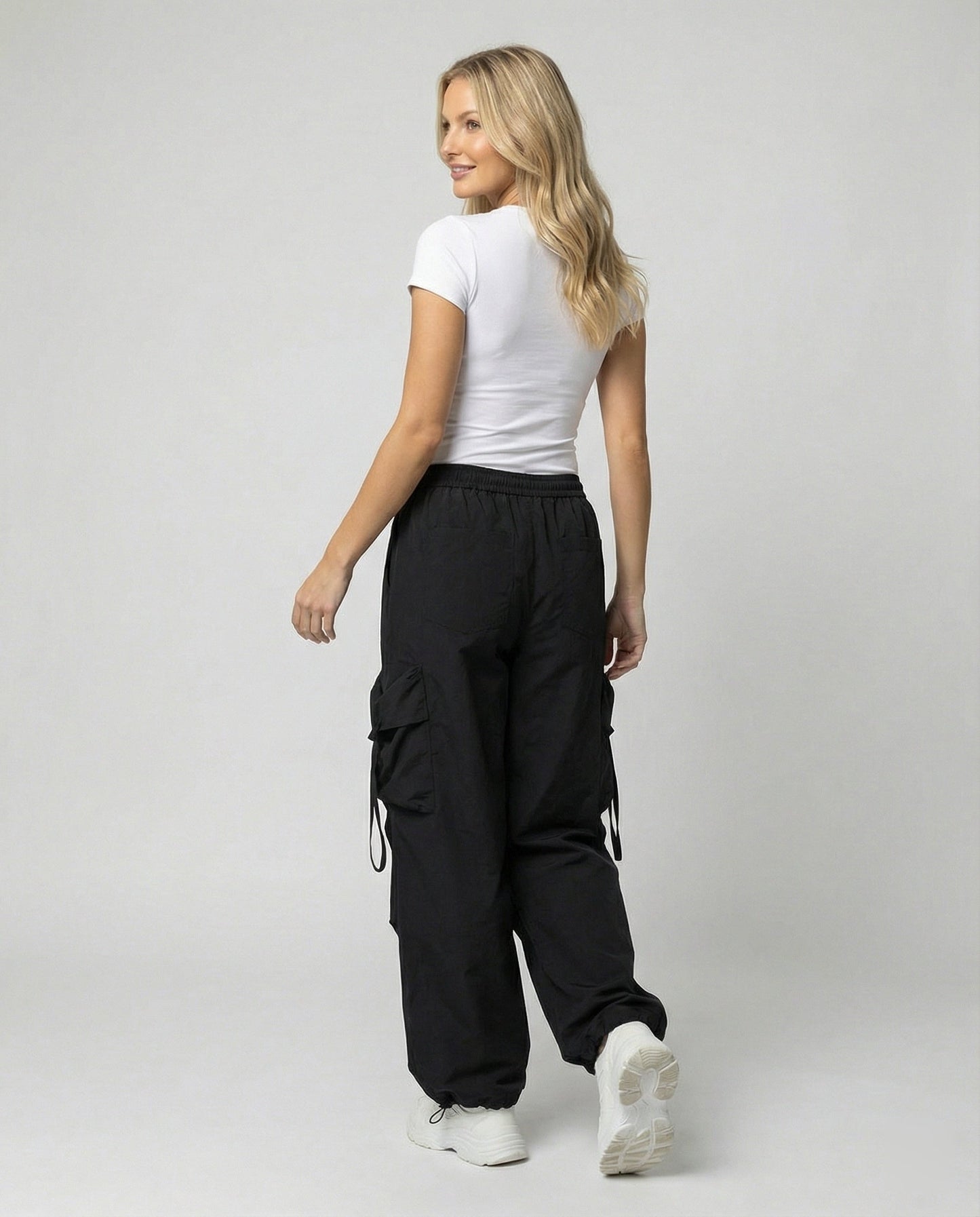 Damen Palazzo-Hose Bequem Mit Taschen Baumwolle
