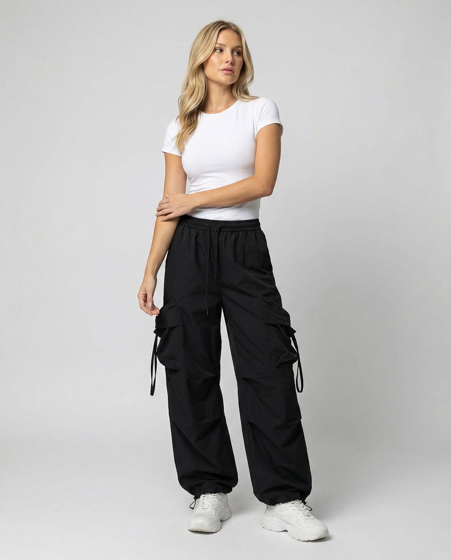 Damen Palazzo-Hose Bequem Mit Taschen Baumwolle