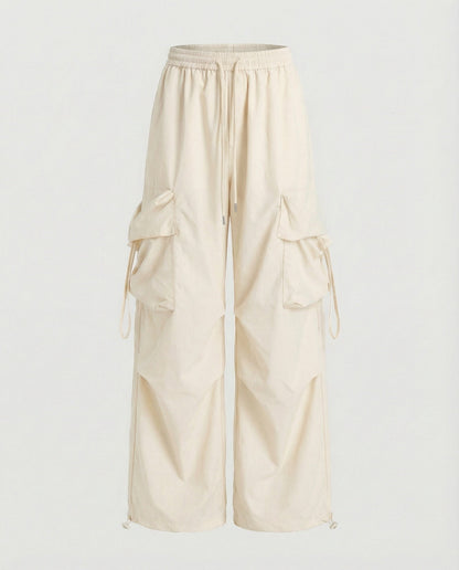 Damen Palazzo-Hose Bequem Mit Taschen Baumwolle